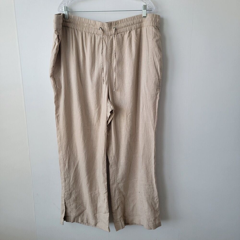 Naturals d&co. womens linen blend pants size 1X Drawstring waist minimalist